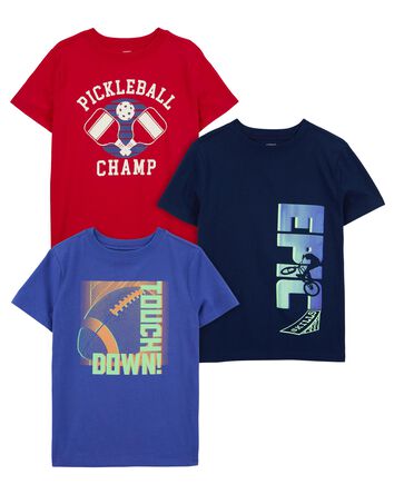 Kid 3-Pack Sports Graphic Tees, 