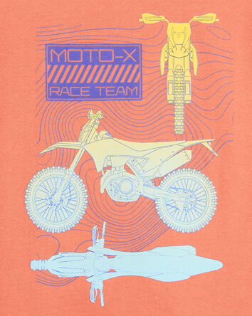 Kid Bicycle BMX Cotton Blend Long-Sleeve Tee - Orange, 