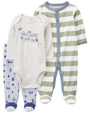 Baby 3-Piece Bugs Sleep & Play Pajamas & Pant Set, 