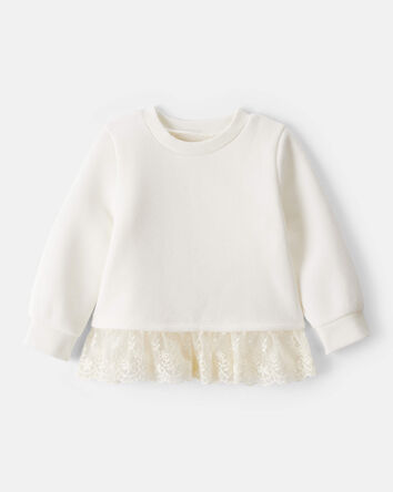 Baby Girl Fleece Long-Sleeve Top - Ivory, 