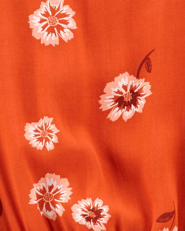Orange Kid Floral Print LENZING™ ECOVERO™ Tiered Dress | carters.com