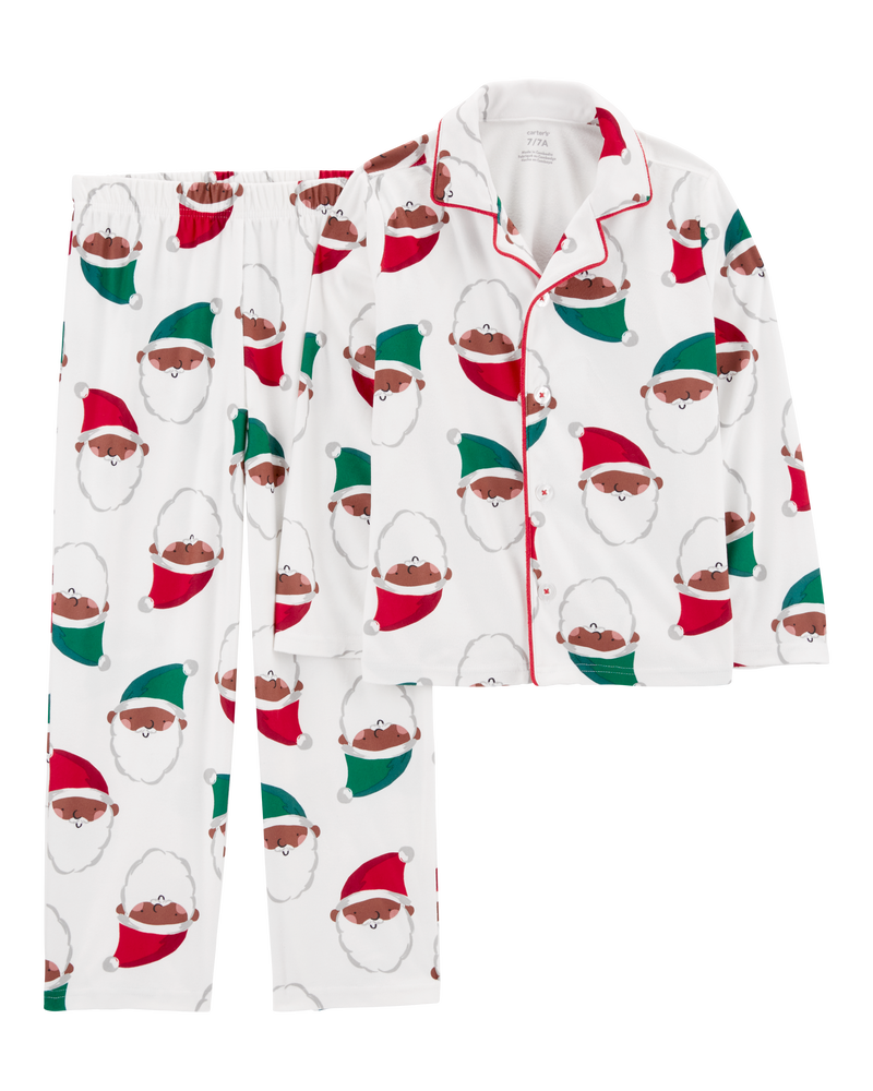 Kid 2-Piece Santa Fleece Coat Style Pajamas, image 1 of 4 slides