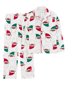 Kid 2-Piece Santa Fleece Coat Style Pajamas, image 1 of 4 slides