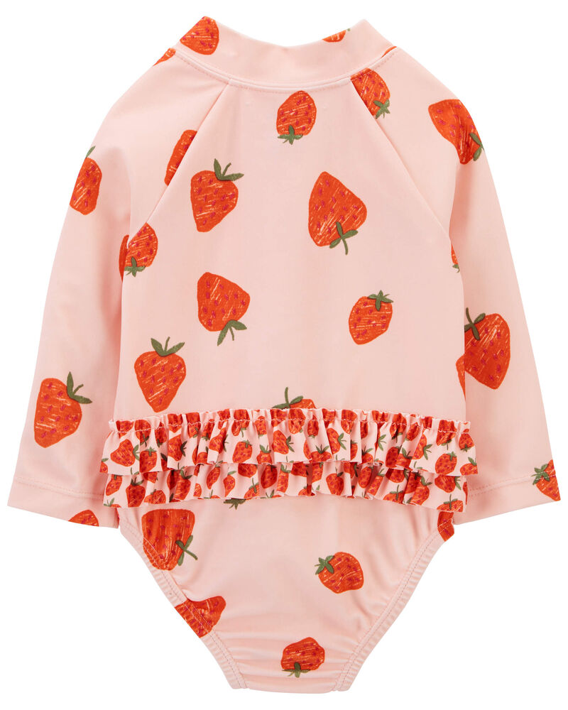 Baby Strawberry 1-Piece Half-Zip Rashguard, image 3 of 5 slides