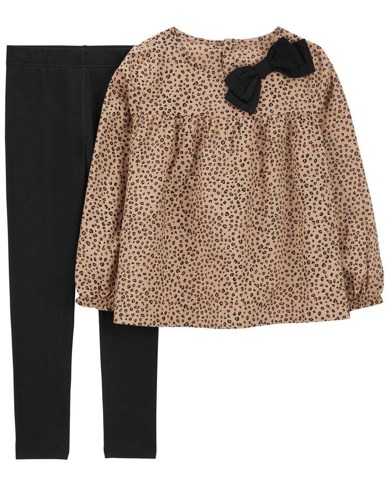 Kid 2-Piece Leopard Top & Legging Set, image 1 of 2 slides