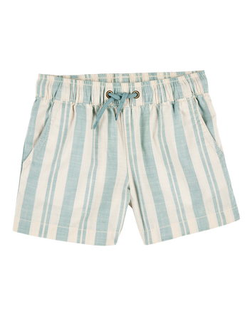 Toddler Striped Pull-On Shorts - Green/Cream, 