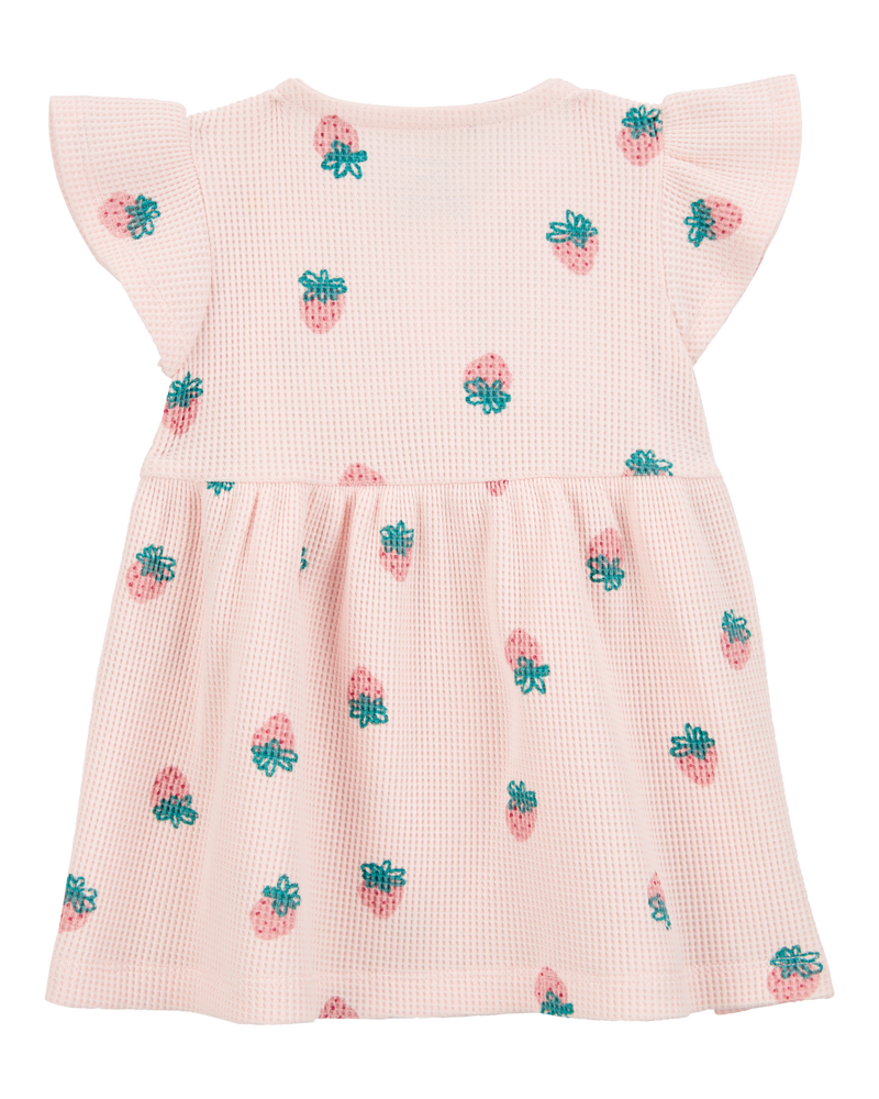 Baby Strawberry Waffle Knit Dress, image 2 of 5 slides