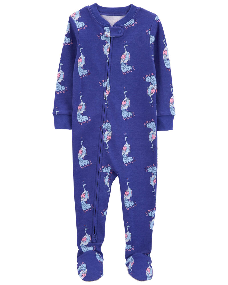 Baby 1-Piece Peacock 100% Snug Fit Cotton Footie Pajamas, image 1 of 5 slides