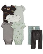 Baby 7-Piece Short-Sleeve Bodysuits & Pull-On Pants Set, image 1 of 11 slides