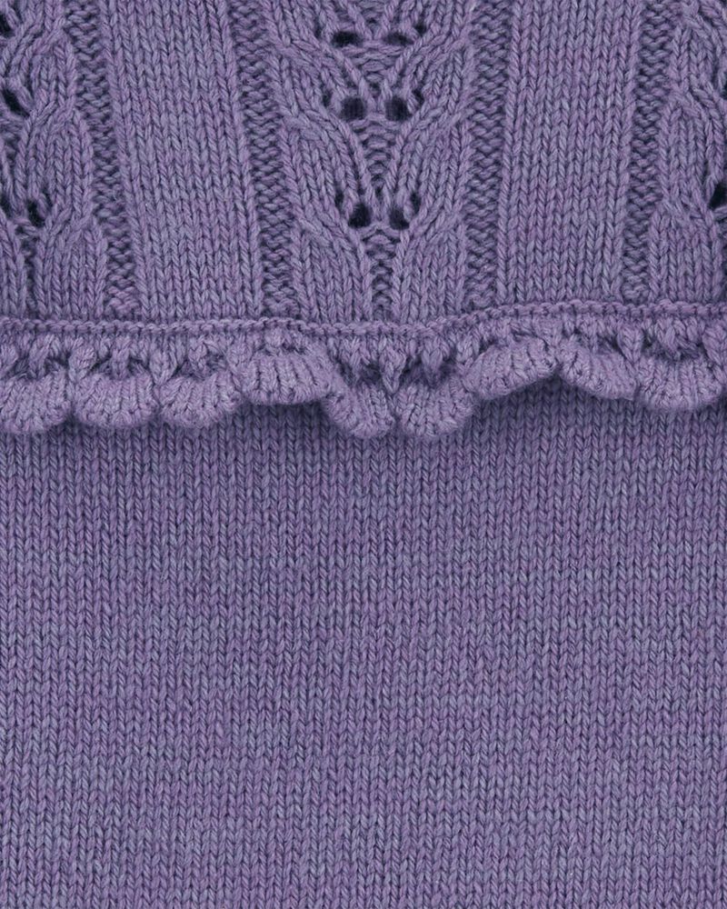 Baby Long-Sleeve Sweater Knit Dress - Purple, image 3 of 4 slides
