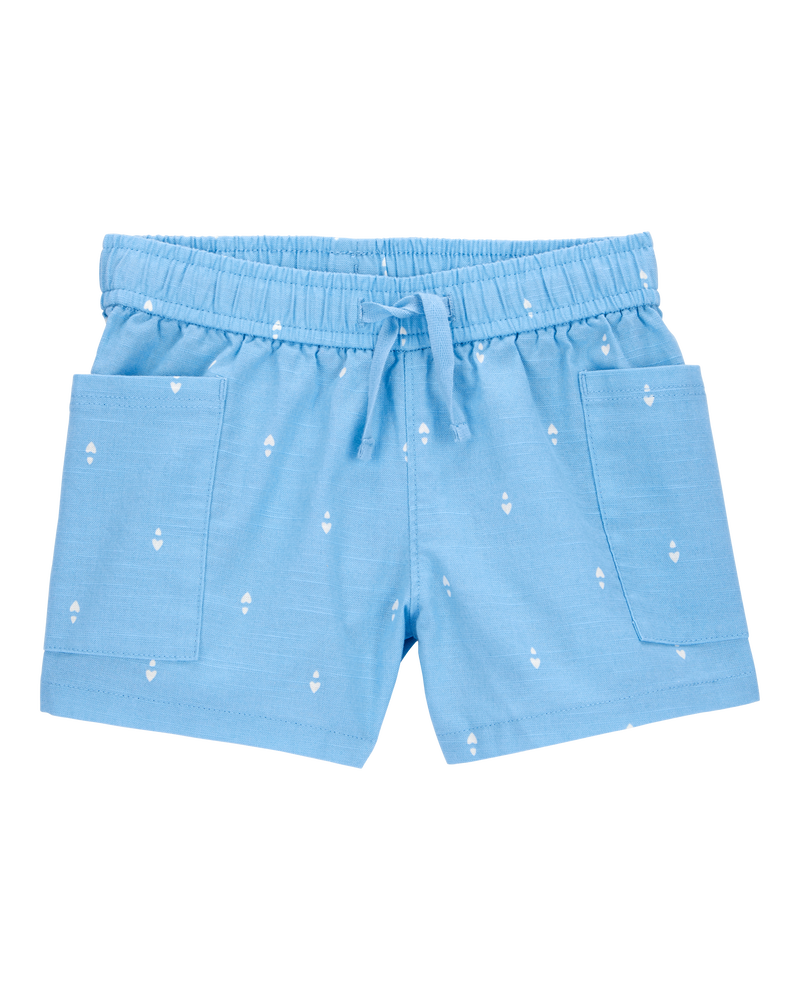 Toddler Heart Drop Print Drawstring Shorts - Blue, image 1 of 7 slides