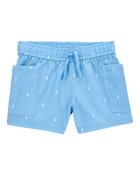 Toddler Heart Drop Print Drawstring Shorts - Blue, image 1 of 7 slides