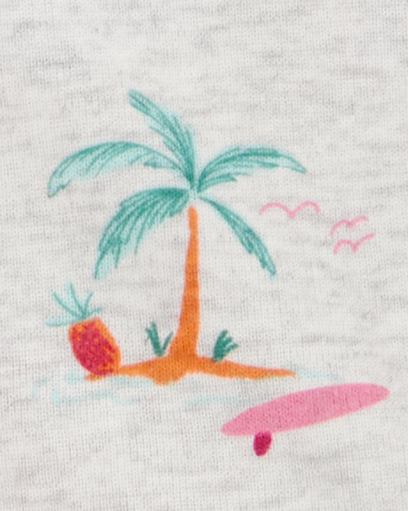 Baby Flamingo Print Snug Fit Ribbed 4-Piece Pajamas, image 3 of 4 slides