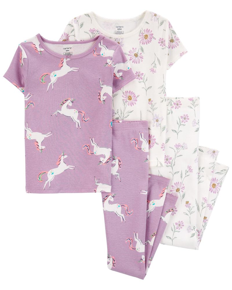 Kid 4-Piece 100% Snug Fit Cotton Pajamas, image 1 of 5 slides