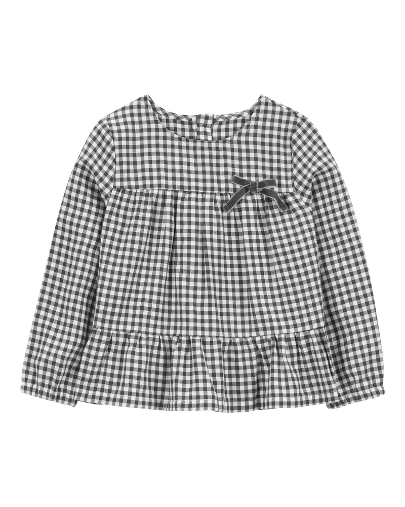 Baby Plaid Twill Long-Sleeve Fashion Top, image 1 of 3 slides