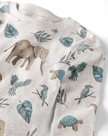 Toddler Safari Print Organic Cotton 2-Piece Pajamas, 