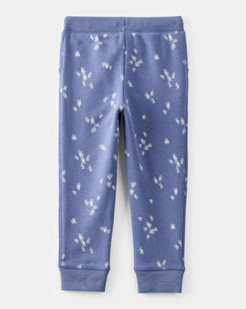 Toddler Heart Print Fleece Drawstring Joggers - Blue, 