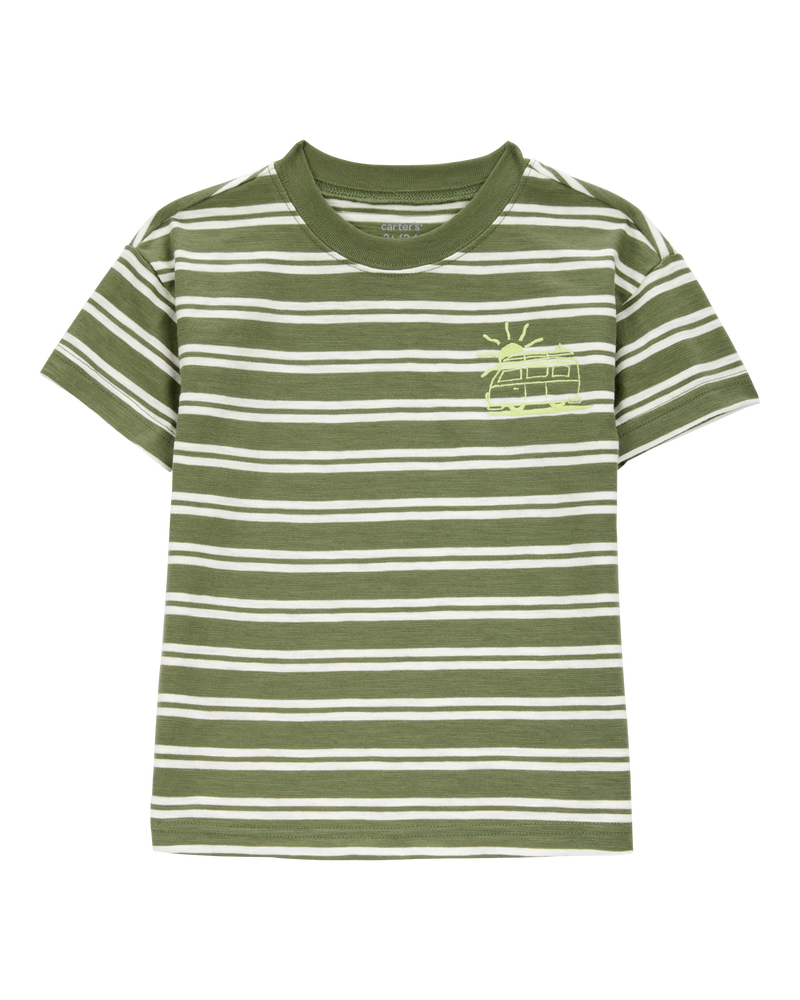 Baby Sun Striped Cotton Short-Sleeve Tee - Green, image 1 of 3 slides