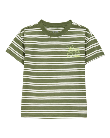 Baby Sun Striped Cotton Short-Sleeve Tee - Green, 