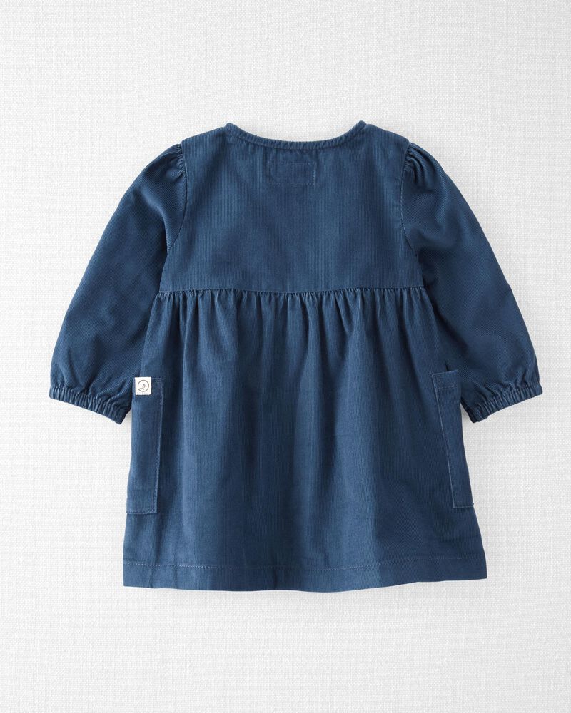 Baby Organic Cotton Corduroy Pocket Dress in Dark Sea Blue, image 2 of 6 slides