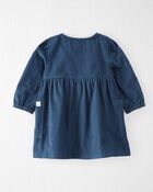 Baby Organic Cotton Corduroy Pocket Dress in Dark Sea Blue, image 2 of 6 slides