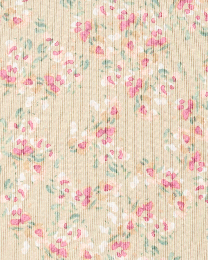 Baby Short-Sleeve Cotton Rib Floral Top, image 2 of 3 slides