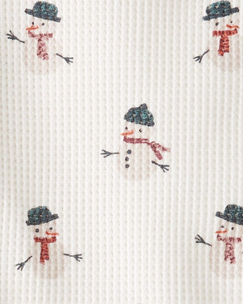 Baby Waffle Knit Set Made with Organic Cotton in Snowman Print
, image 3 of 4 slides