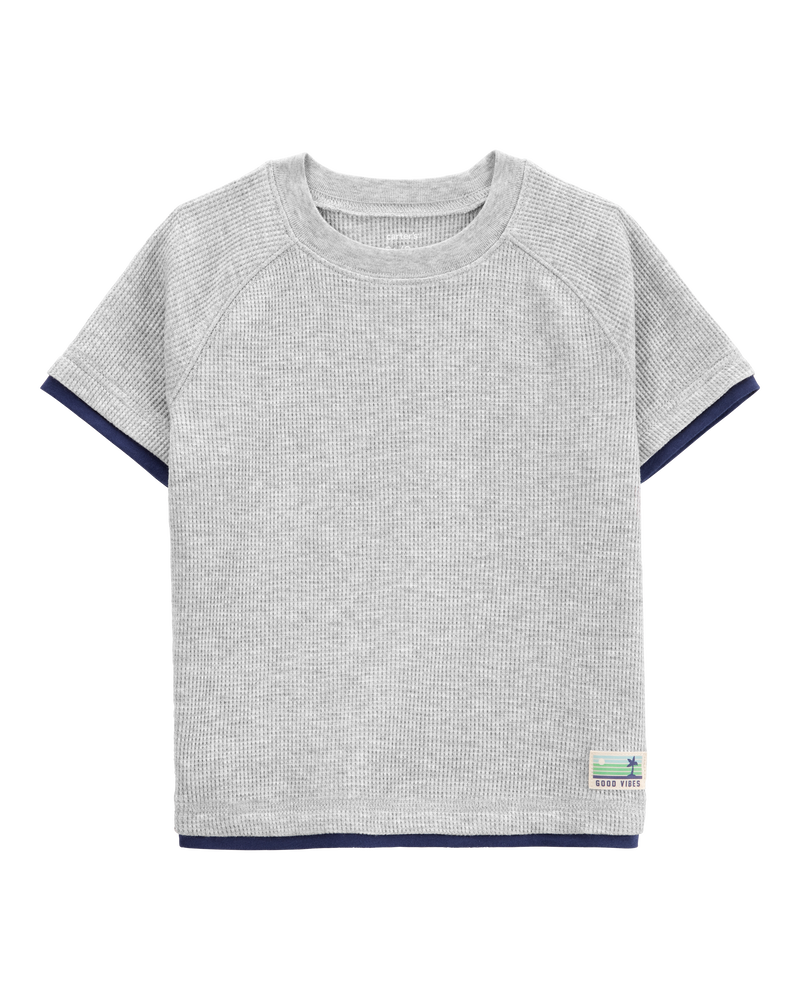 Baby Short-Sleeve Waffle Knit Tee - Grey, image 1 of 3 slides