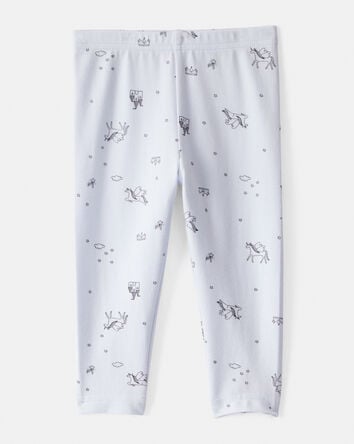 Baby Girl Printed Cotton Pull-On Stretch Leggings - Blue, 
