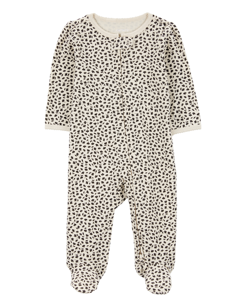 Baby Girl Floral 2-Way Zip Cotton Sleep & Play Pajamas, image 1 of 5 slides