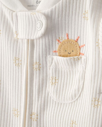 Baby Sunshine 2-Way Zip Sleep & Play Pajama - White, 