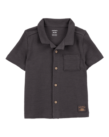 Baby Boy Textured Button-Down Shirt - Black, 