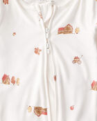 Baby Fall Print PurelySoft Long-Sleeve 2-Way Zip Sleep & Play Pajamas - White, image 5 of 8 slides
