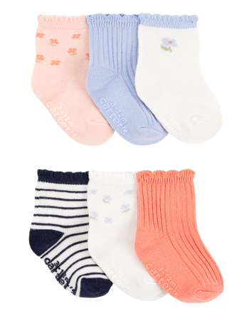 Baby Girl 6-Pack Floral Ruffle Booties, 