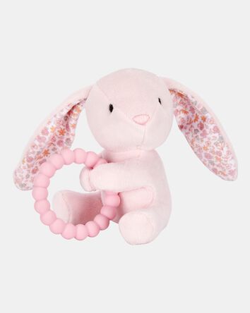 Baby Girl Bunny Plush With Teether - Pink, 