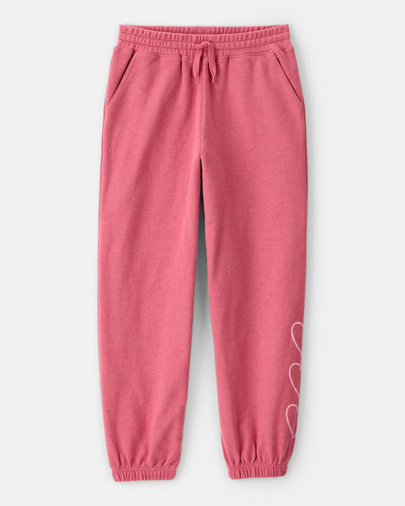 Girls Heart French Terry Joggers - Pink, image 1 of 5 slides