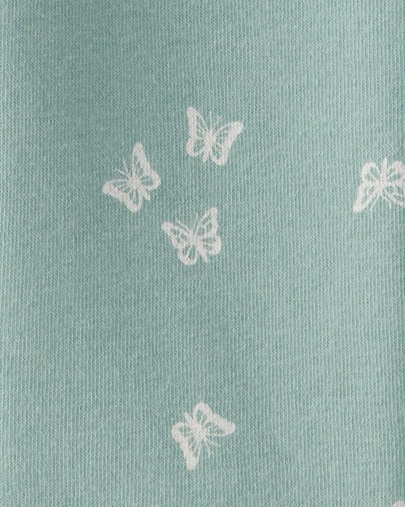 Girls Butterfly Print Fleece Drawstring Joggers - Green, image 3 of 4 slides