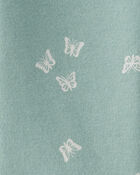 Girls Butterfly Print Fleece Drawstring Joggers - Green, image 3 of 4 slides