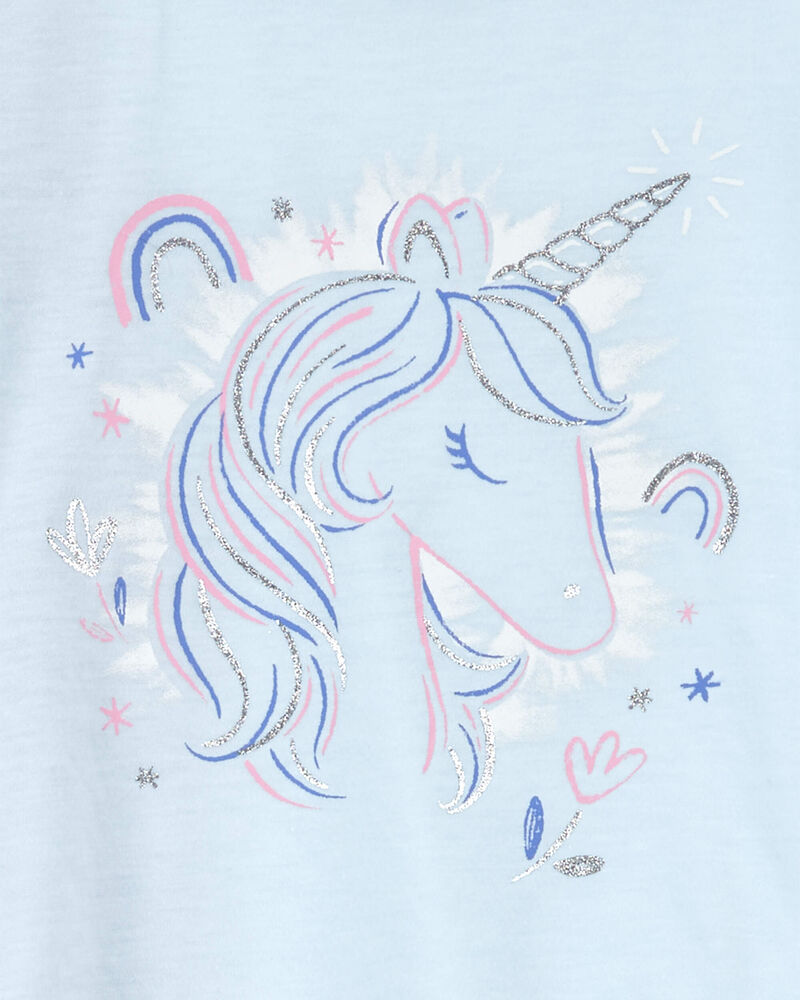 Kid 2-Piece Boxy Crop Unicorn Loose Fit Pajamas, image 2 of 3 slides