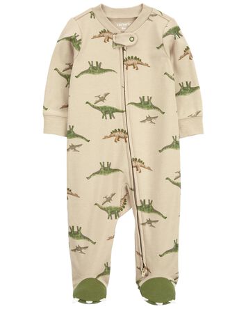 Baby 2-Way Zip Dinosaur Cotton Sleep & Play Pajamas, 