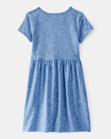 Girls Floral Short-Sleeve Dress - Blue, 