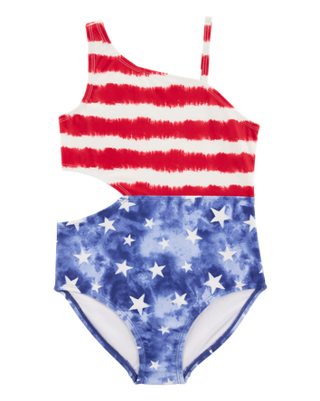 Kid 1-Piece Cut-Out Fourth of July Swimsuit, 