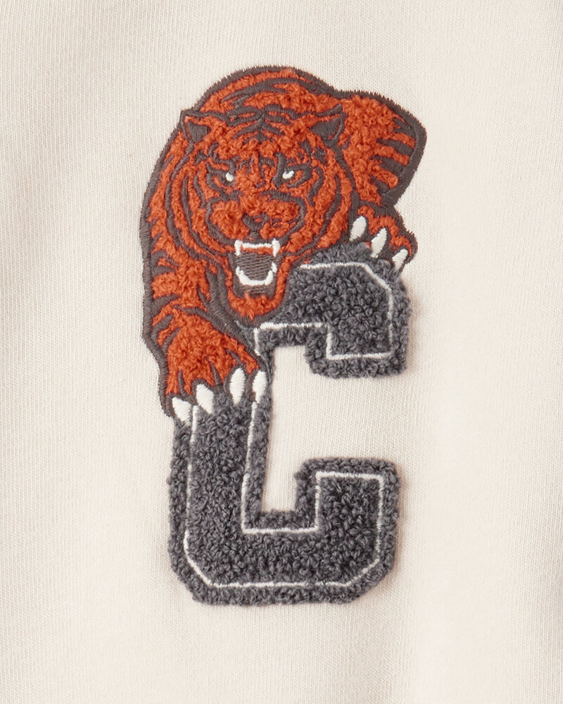 Boys Hooded Varsity Jacket - Cream, image 3 of 4 slides