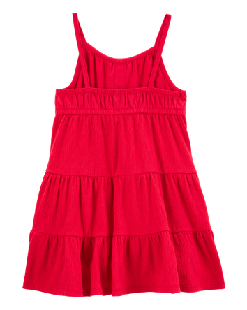 Toddler Textured Knit Tank  Button-Front Dress - Red, 