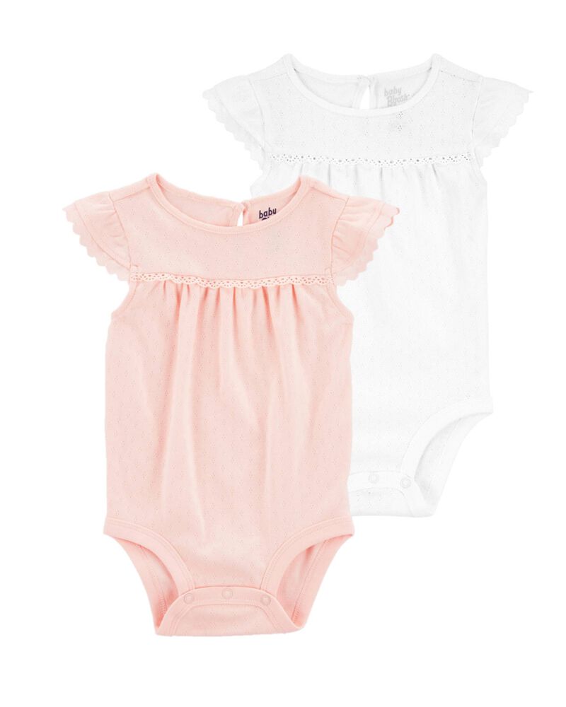 Baby 2-Pack Cotton Pointelle Bodysuits, image 1 of 1 slides