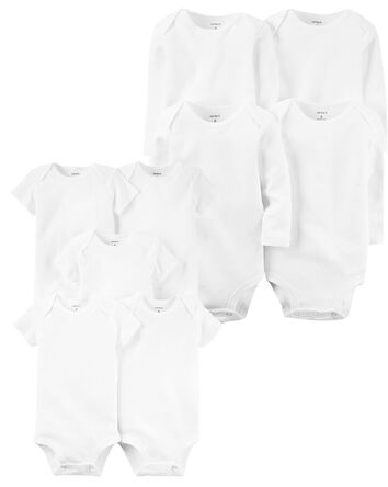 Baby 9-Pack Short Sleeve & Long Sleeve Cotton Bodysuits Set, 