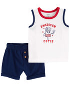 Baby 2-Piece 4th Of July Tank & Short Set, image 1 of 2 slides