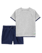 Toddler 2-Piece Thermal Tee & Shorts Outfit Set, image 1 of 8 slides