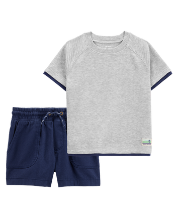 Toddler 2-Piece Thermal Tee & Shorts Outfit Set, 