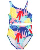 Kid 1-Piece Cut-Out Coral Swimsuit, image 1 of 6 slides
